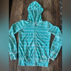 Billabong hoodie. Green and white stripes. Size XS.